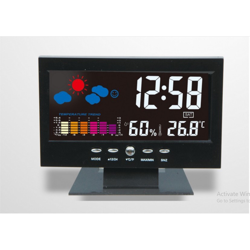 đồng hồ để bàn màn hình LCD cảm biến âm thanh cao cấp