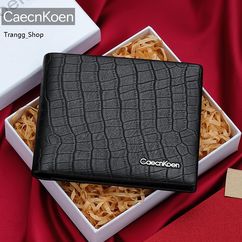 Ví Nam Dáng Ngắn CaecnKoen Da Bò 2 Lớp Cao Cấp Full Hộp Đựng Cao Cấp