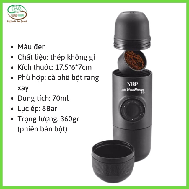 Máy Pha Cà Phê Mini Espresso YRP 2022 Hahulado Máy Pha Cafe Espresso Cầm Tay Dạng Bột - Hàng Chính Hãng