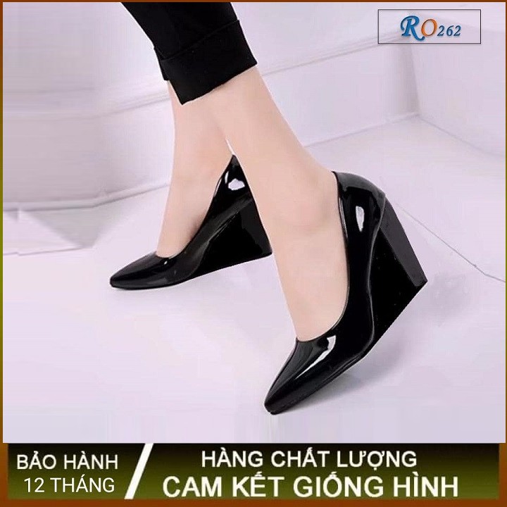 Giày cao gót nữ đẹp đế xuồng 7p hàng hiệu rosata hai màu đen nâu ro262