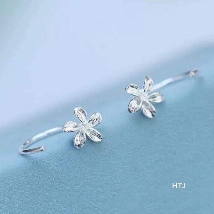 Bông tai bạc Van Jewelry V10736 Bông Hoa móc ôm tai