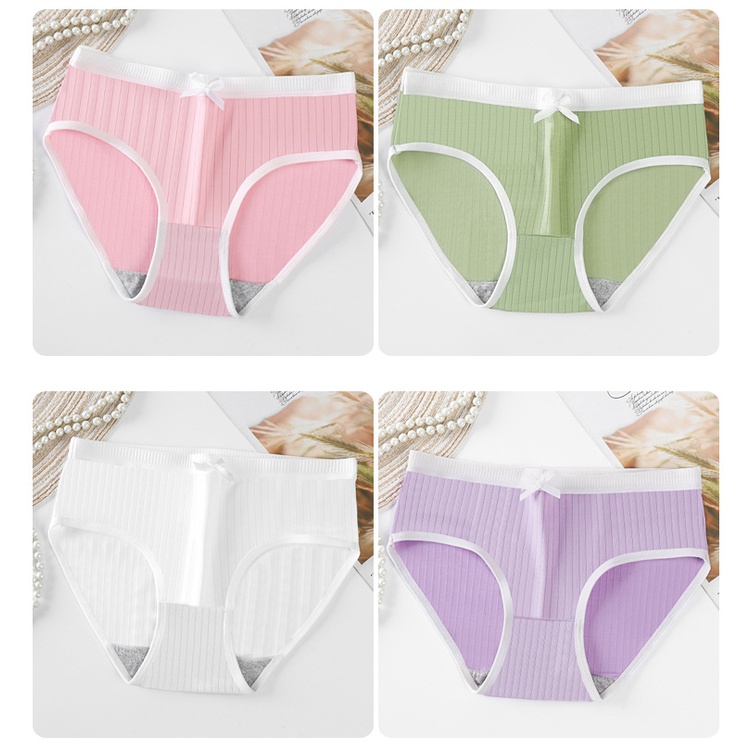 Combo 10 Quần lót nữ cotton kháng khuẩn  phong cách Nhật Bản đính nơ xinh xắn dễ thương quyến rũ - QLN108