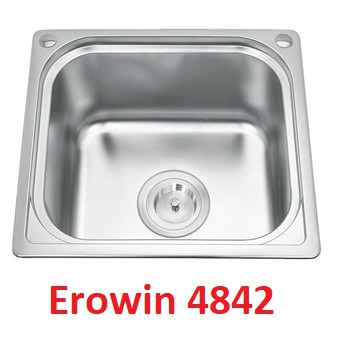 CHẬU RỬA CHÉN CAO CẤP 48X42 EUROWIN INOX100%, 1 HỘC CÓ XẢ TRÀN, BẢO HÀNH 01 NĂM