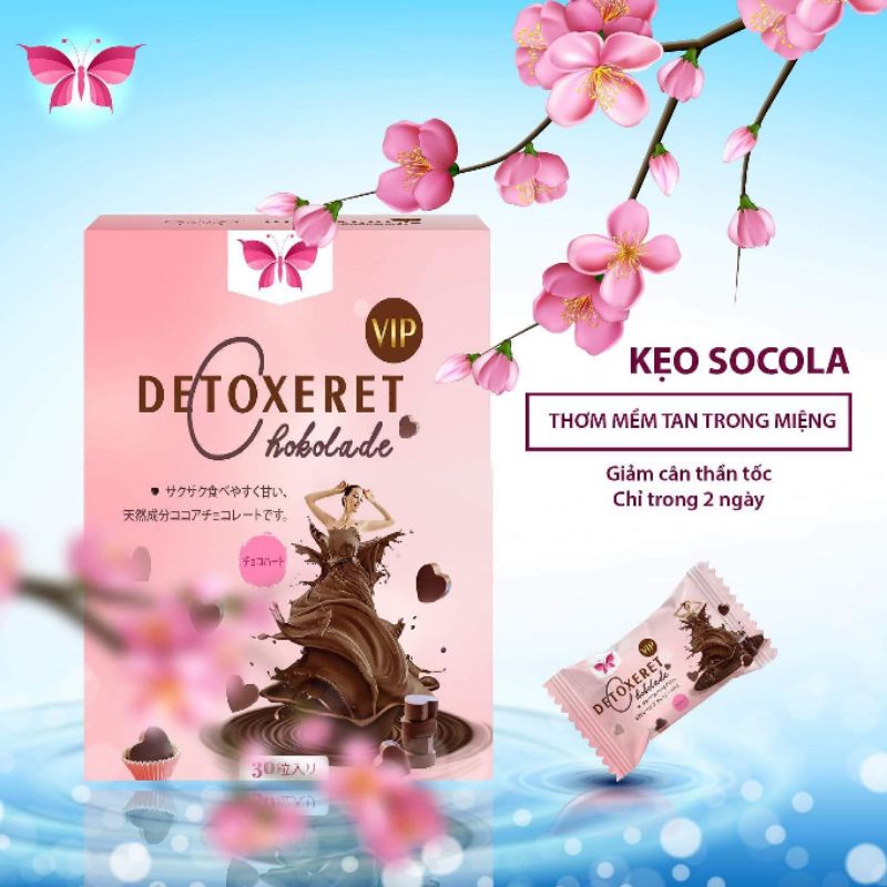Tách lẻ 10 gói kẹo Socola giảm cân Detox_ Vip. 10 gói giảm 2_4kg