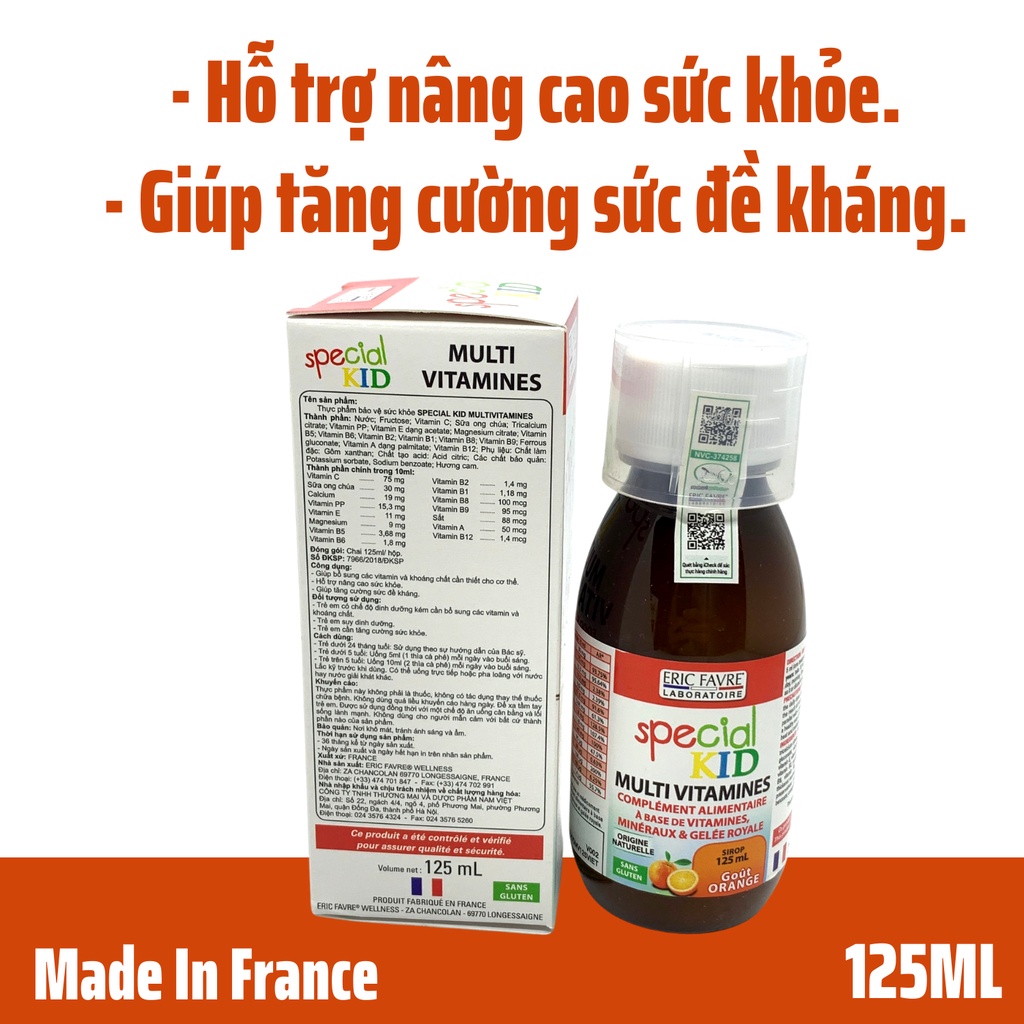 Special kid Multi vitamin Bổ sung vitamin và khoáng chất- Nhập Khẩu Pháp - Chai 125ml