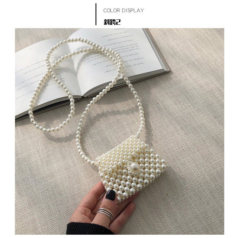 Túi đeo chéo mini kết hạt cườm ngọc trai dành cho nữ và bé