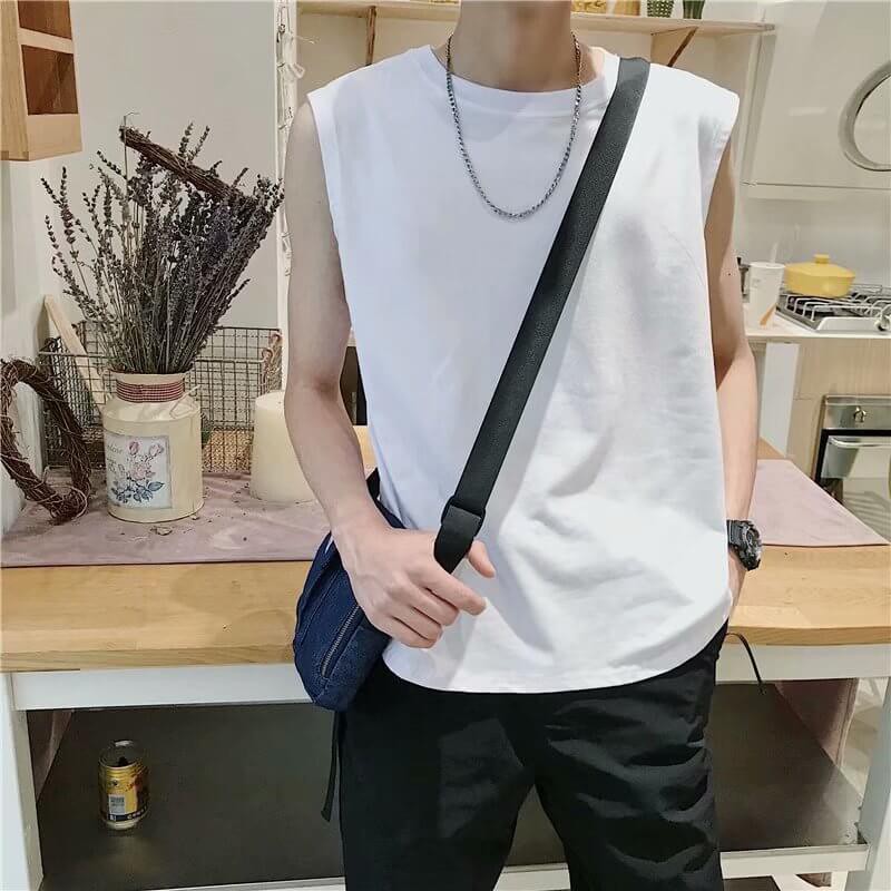 Áo T-shirt/Áo ba lỗ nam, dáng bó, sát nách, ôm sát, phong cách Hàn Quốc, phù hợp cho mùa hè, kiểu dáng rộng rãi