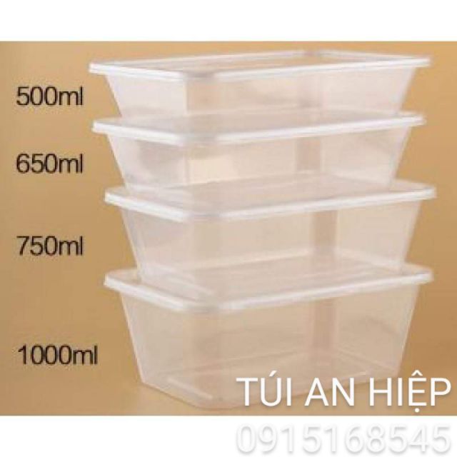 Hộp nhựa thực phẩm, quay được lò vi sóng (10 hộp/lốc kèm nắp) | Microwave plastic tupperware bowls (10 pcs/set with lid)