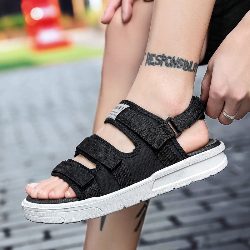 Giày sandal thể thao ngoài trời quai khóa dán đơn giản size 36~48