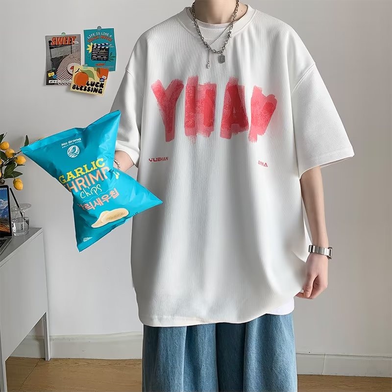 Áo Thun Tay Ngắn Dáng Rộng In Chữ Phong Cách Hip Hop Nhật Bản Thời Trang Mùa Hè Cho Nam Và Nữ size M-8XL