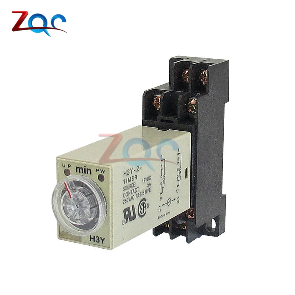 H3Y-2 AC 220V 110V 36V 24V 12V Delay Timer Time Relay 0 - 60 Minute/Seconds with Base