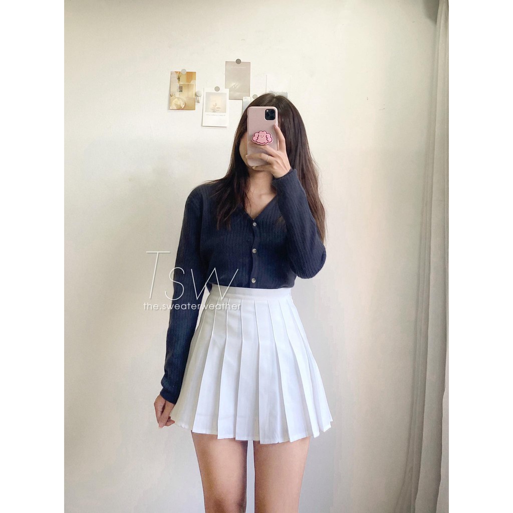 CHÂN VÁY XOÈ XẾP LY TENNIS ĐEN, TRẮNG