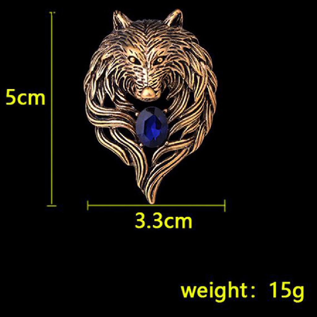 Ghim Cài Áo Hình Sói Đính Đá Phong Cách Vintage Cho Nam
