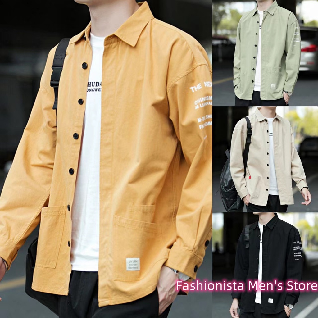 Áo Sơ Mi Kaki Tay Dài Dáng Rộng Kiểu Vintage Nhật Hàn Cỡ Lớn M-4XL Cho Nam