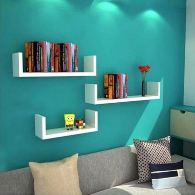 Bộ 3 thanh kệ chữ u treo tường 60-50-40cm sâu 20 cm gỗ lõi xanh thái lan