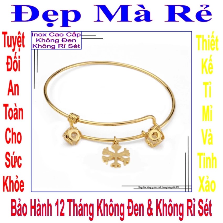 Kiềng tay nữ màu vàng hoa tuyết -Tự điều chỉnh được theo cổ tay - Cam kết 1 đổi 1 nếu hoen , gỉ sét