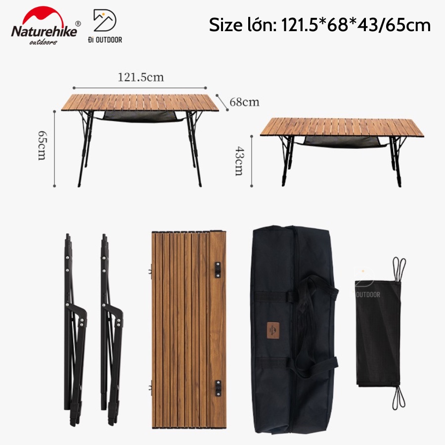 Bàn Xếp Gọn Glamping Naturehike Điều Chỉnh Độ Cao - MW03