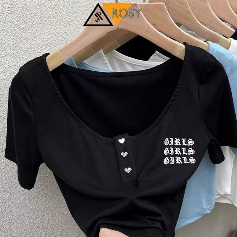 Áo kiểu nữ cúc trái tim chất borip gân dày dặn năng động cho nữ