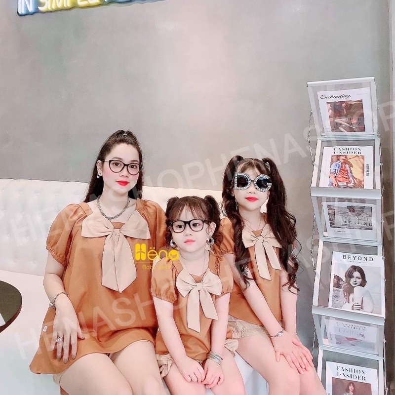 BỘ ĐÔI MÀU NÂU NƠ BE CHO MẸ VÀ BÉ