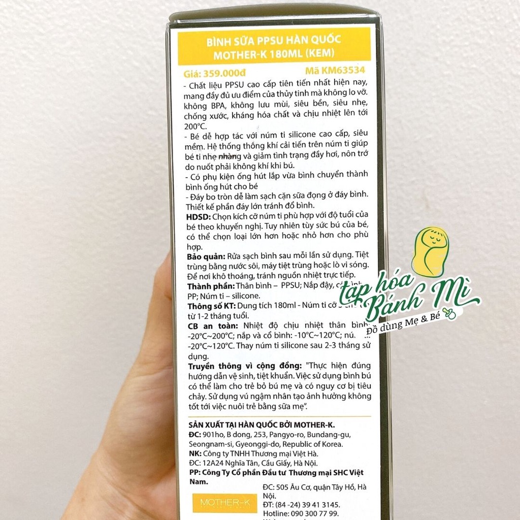 Bình sữa PPSU Mother-K Hàn Quốc 180ml và 280ml