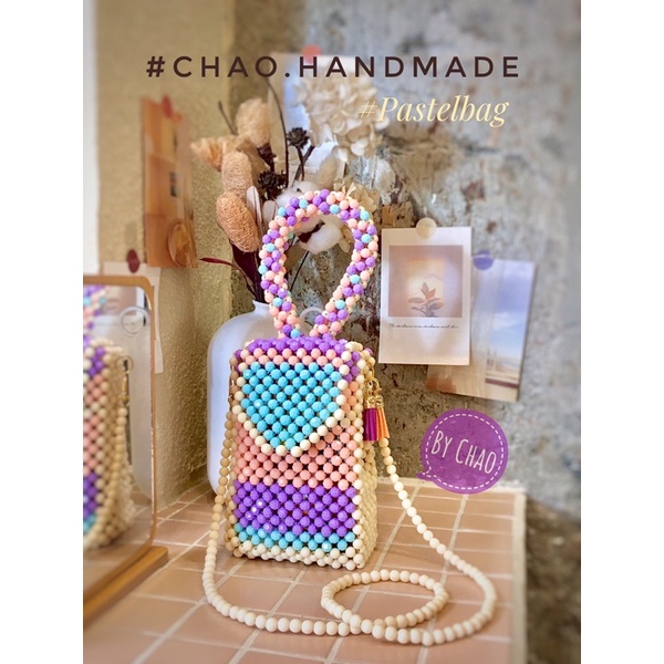 |Beaded Bag| Túi đan hạt màu pastel phối tay cầm lạ mắt
