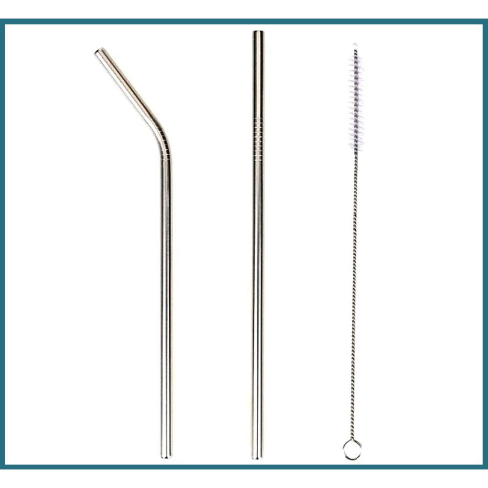 Ống hút inox 304 thân thiện với môi trường (ống hút thẳng + cong + cọ rửa)