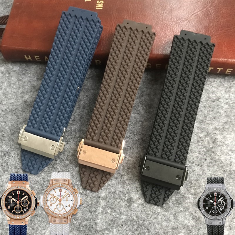 HUBLOT Hublot Dây đeo cao su Hublot Dòng Big Bang Có sọc Dây đeo silicone không thấm nước cho nam và nữ