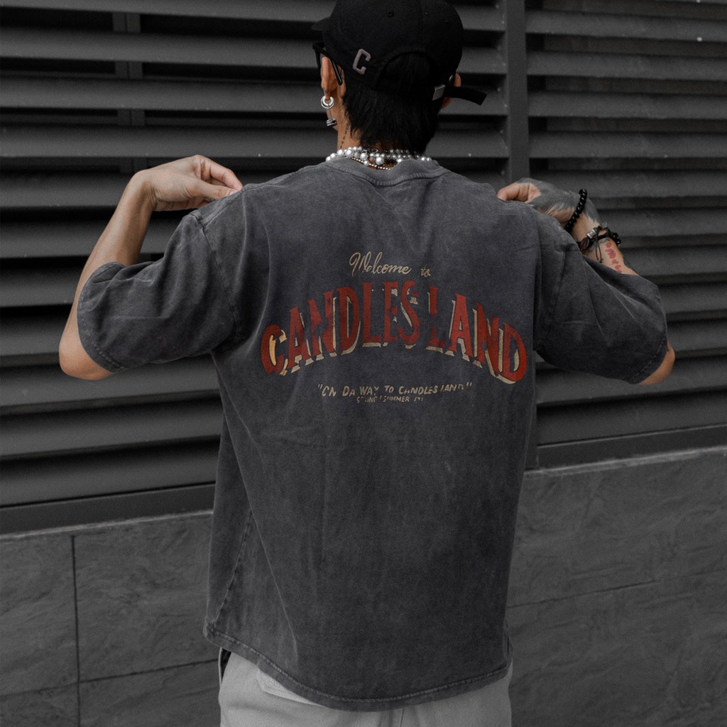Áo phông unisex loang màu Welcome Candles Studio | BigBuy360 - bigbuy360.vn