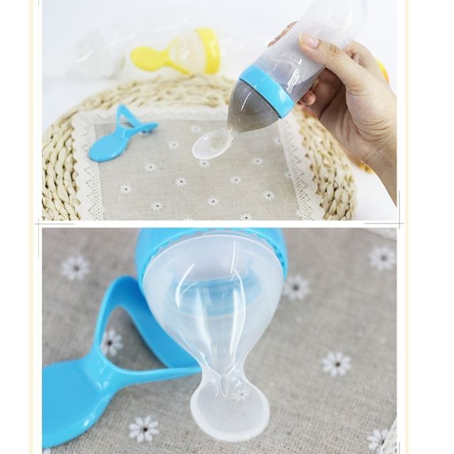 Bình Thìa Ăn Dặm Silicon 90ml, Bón Sữa, Cháo Tiện Lợi Cho Bé