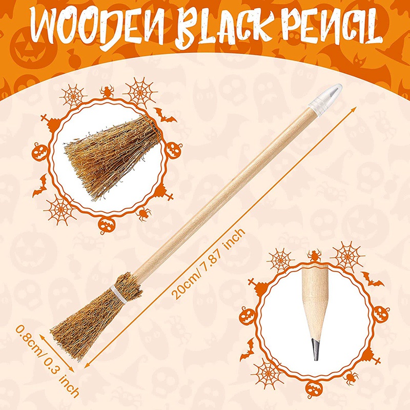 Set 12 Bút Chì Kèm Chổi Phù Thủy Hóa Trang Halloween