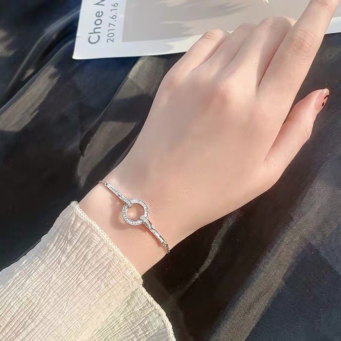 Vòng đeo tay bạc S925 khảm kim cương giả phong cách Hàn Quốc thời trang sang trọng cao cấp