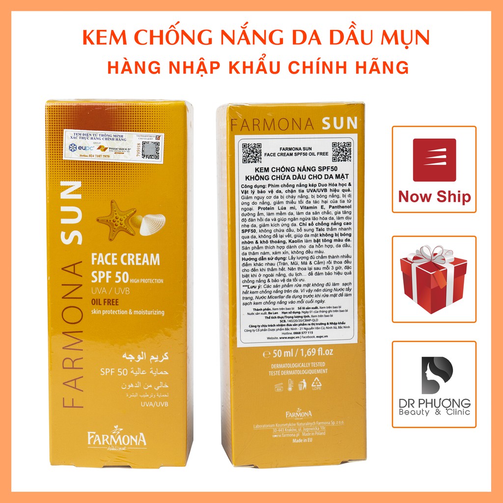 Kem Chống Nắng Da Dầu FARMONA SUN FACE CREAM SPF 50 OIL FREE