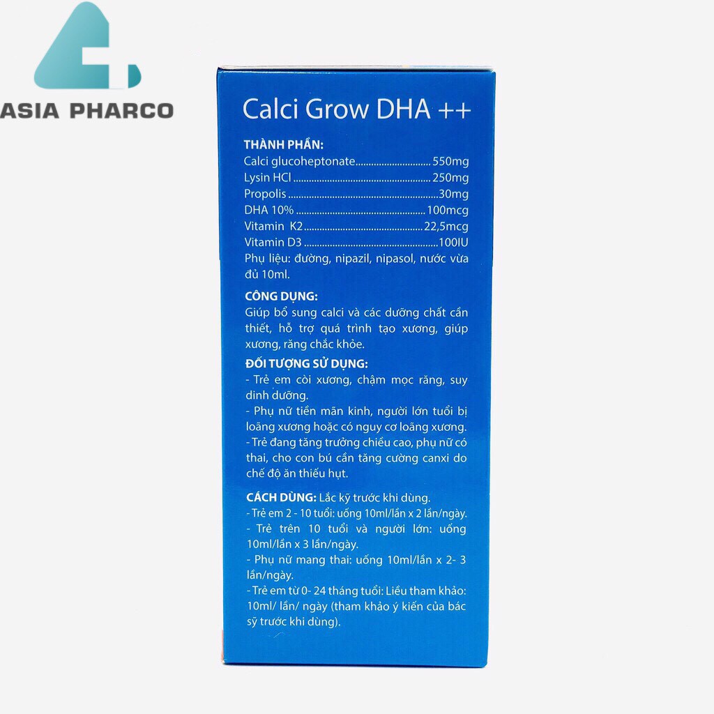 Calci Grow DHA ++ - Bổ Sung D3 K2 DHA ,Tăng Cường Hấp Thụ Cho Bé