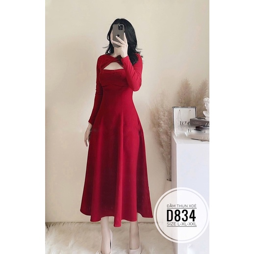 Bigsize Đầm thun xoè D834