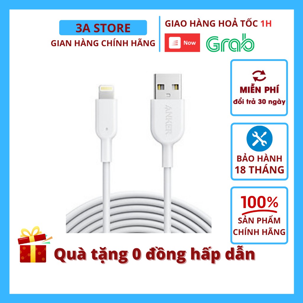 DÂY CÁP SẠC IPHONE IPAD ANKER A8812 A8813 PowerLine III Usb A to Lightning sạc nhanh ip 8 plus x xs 11 12 pro max