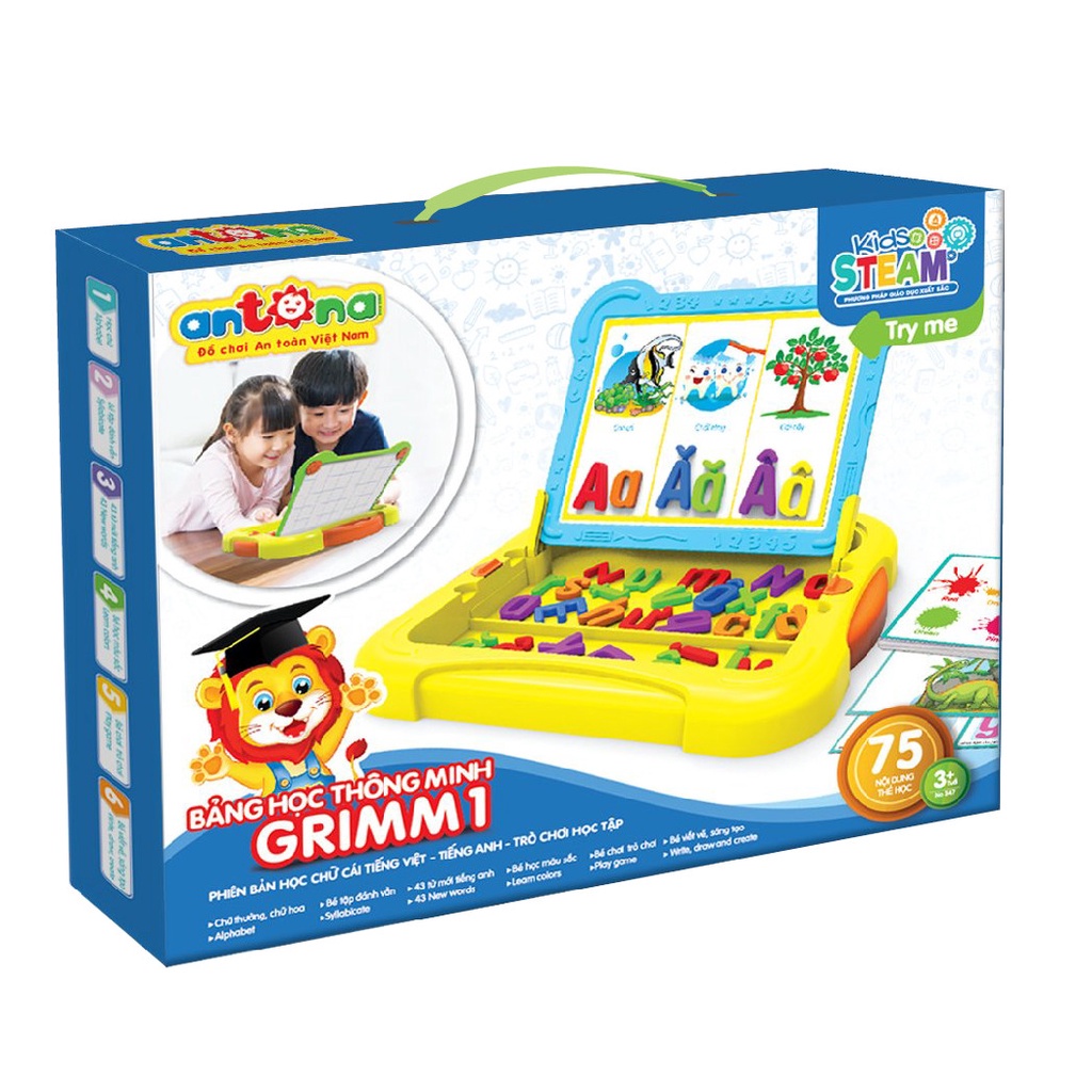 ( CHÍNH HÃNG )Bảng Học Thông Minh GRIMM 1 Antona Cho Bé Nhận Biết Chữ Cái Và Tập Đánh Vần