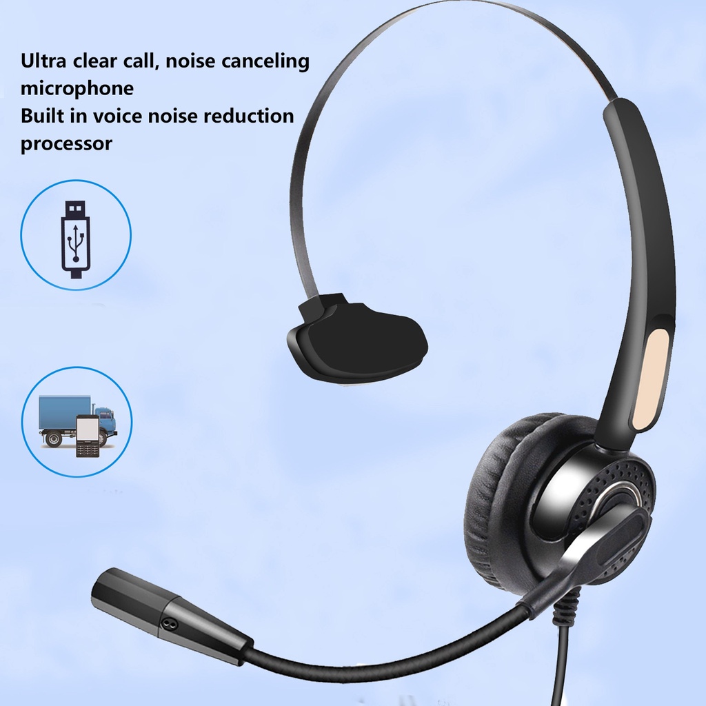 [Hàng HOT] Tai nghe chụp tai Có Dây USB Kèm Micrô hỗ trợ giảm tiếng ồn cho tổng đài viên văn phòng【Carbon070】