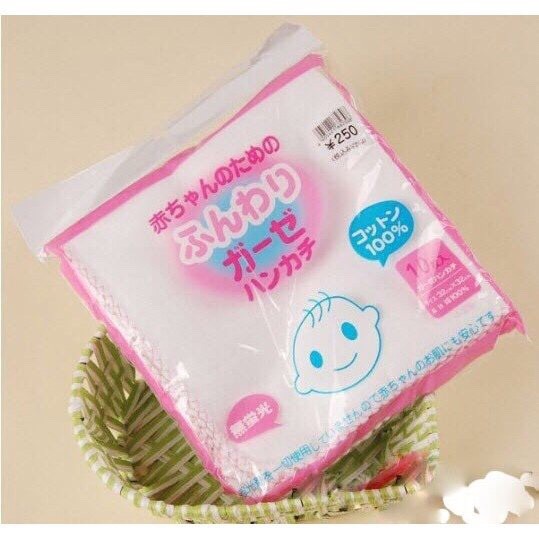 Khăn mặt xô Nhật màu trắng (set 10 chiếc)