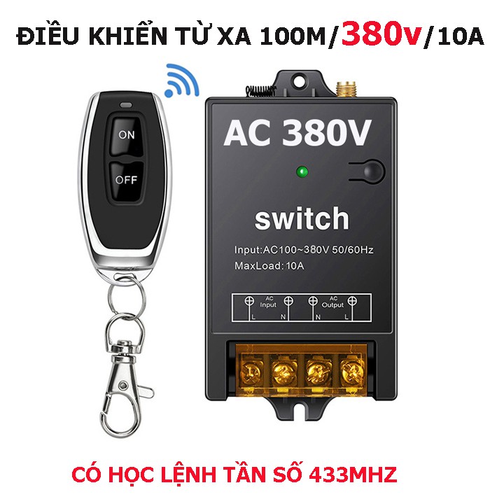 Bộ công tắc điều khiển từ xa khoảng cách 100m dùng điện 3 pha 380V, bật tắt các thiết bị điện 3 pha 380V