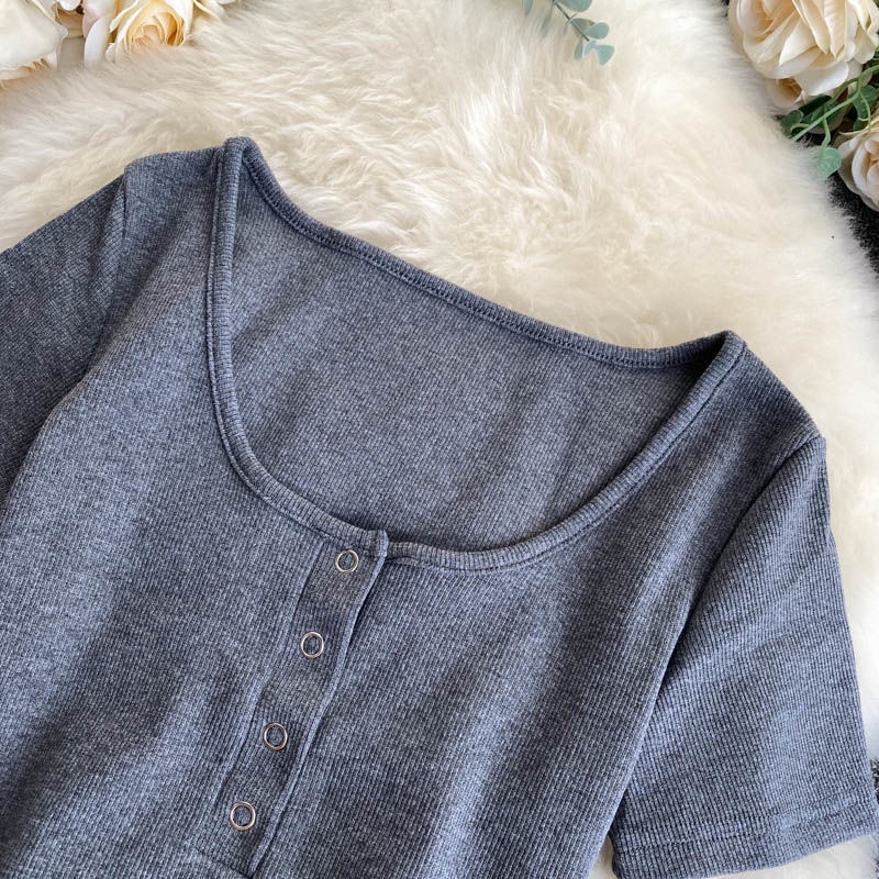 Áo thun BH tay ngắn màu sắc đơn giản phong cách Hàn Quốc