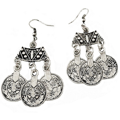 Đôi khuyên tai kết đồng xu to bản phong cách Vintage