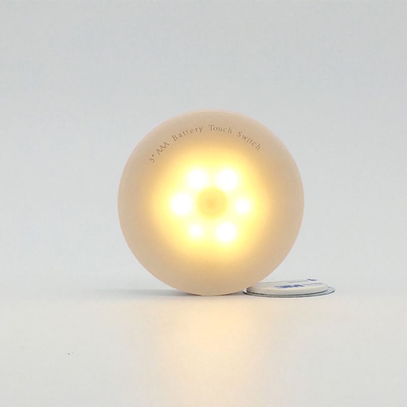 LED Night lights, white shell, white/ warm lighting, Wireless smart touch switch wall lamp, for cabinet stairs corridor night light, Use AAA battery power, 0.6W【YXC】