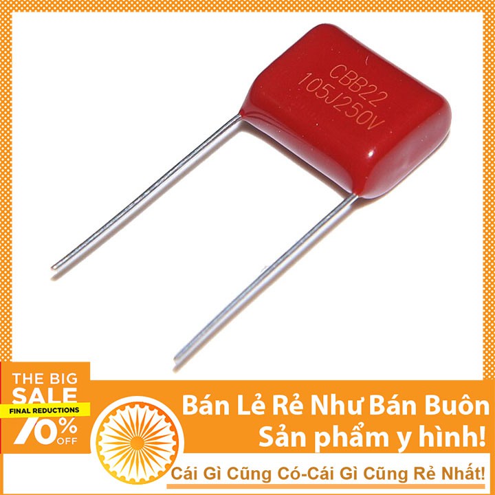 Tụ Kẹo Đỏ CBB 250V 105J 1uF 15mm - Sửa Chữa Vợt Muỗi, Nguồn Xung, Động Cơ