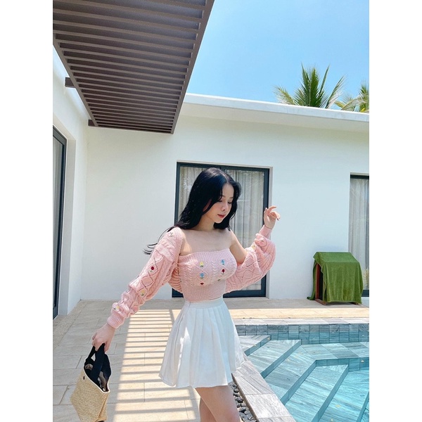 Set áo len croptop zara