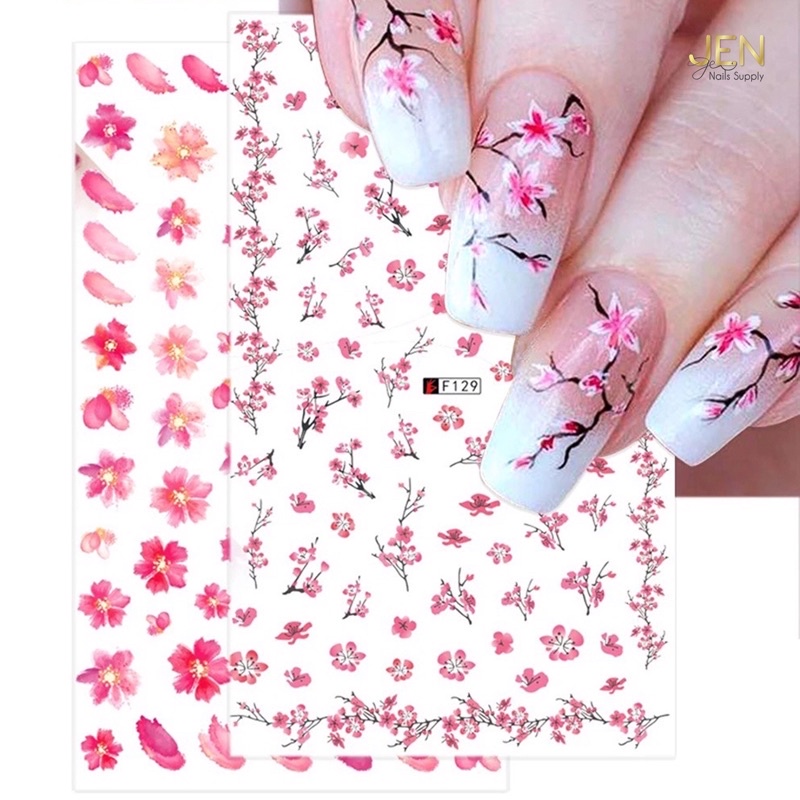 Sticker dán móng hoa đào Tết-hình dán nail