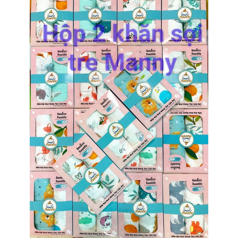 Hộp 2 Khăn Tắm Đa Năng Aden Sợi Tre Manny Cao Cấp Mềm Mại Made In Việt Nam