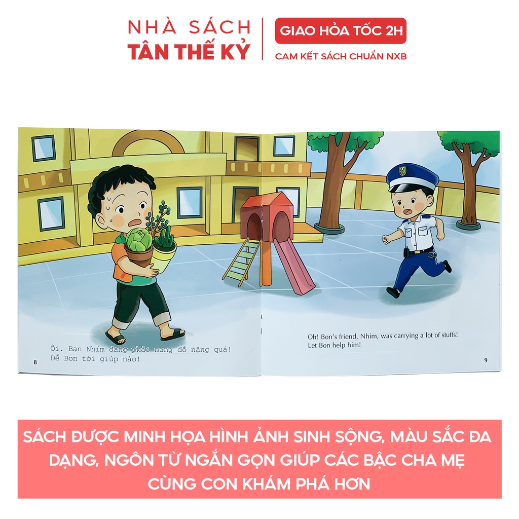 Sách - Ehon Nhật Bản trau dồi kỹ năng sống Chuyện của Bon song ngữ Việt Anh (Bộ 4 cuốn)