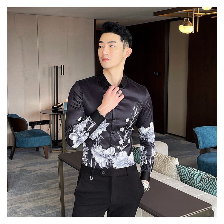 Áo sơ mi nam dài tay họa tiết xu hướng thời trang HALLA áo sơ mi kiểu công sở hàn quốc đẹp