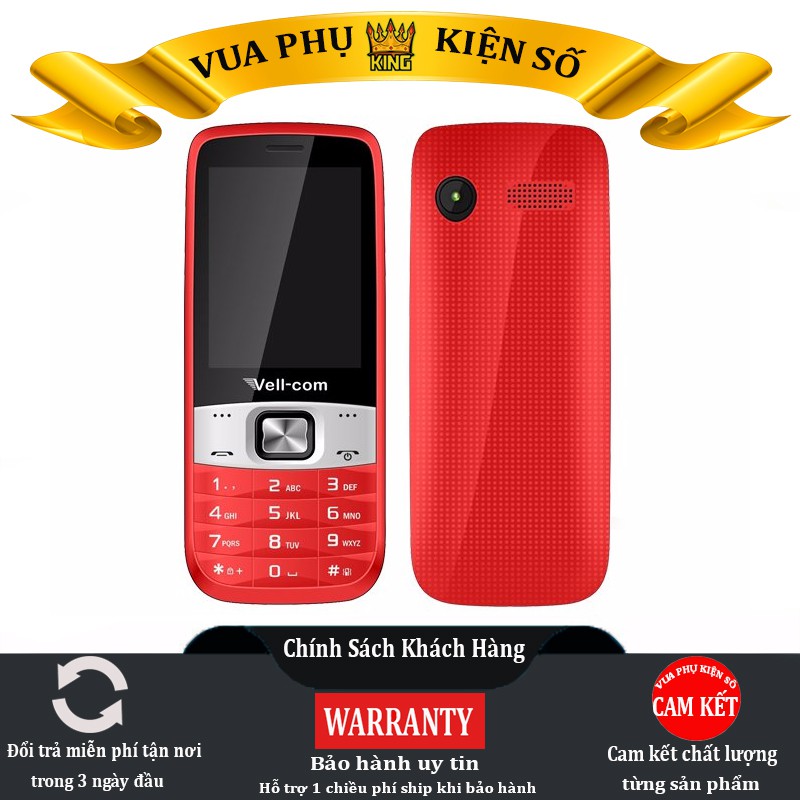ĐIỆN THOẠI VELL-COM Vlife V1 chính hãng - Bảo hành 12 tháng - 2 sim - chữ to - màn hình màu- hỗ trợ 