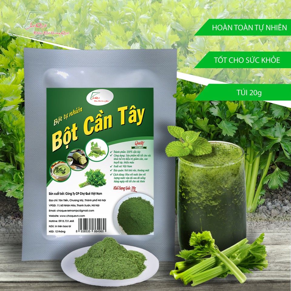 Bột Cần Tây Nguyên Chất Sấy Lạnh Chợ Quê Gói 20g